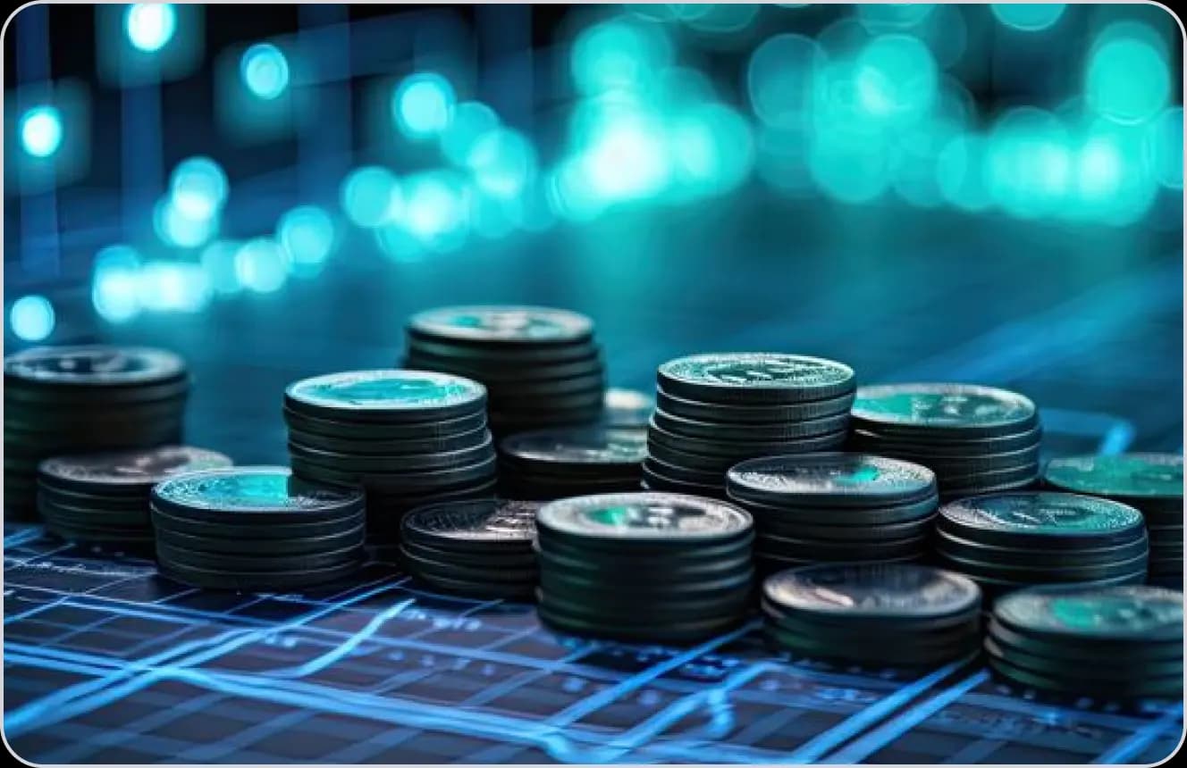 Stacks of coins on a digital grid representing turnover cost