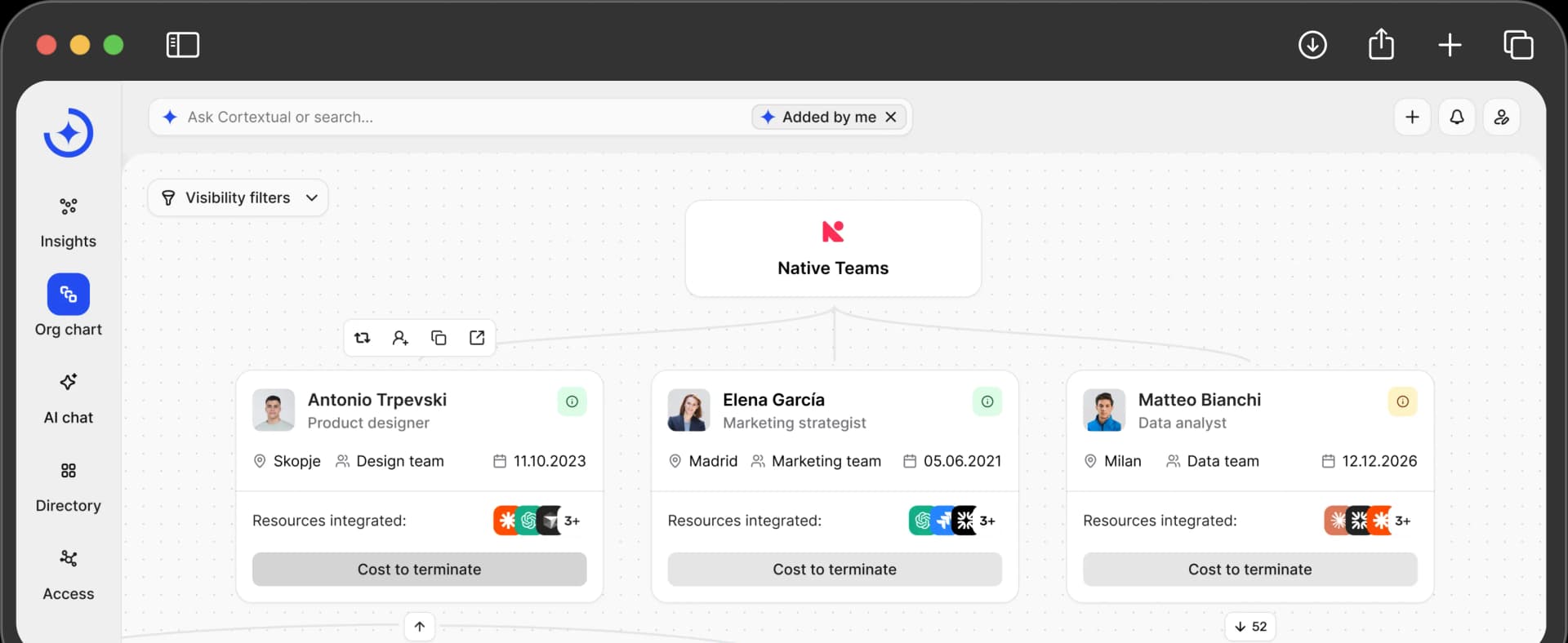 Org chart and workforce transition preview