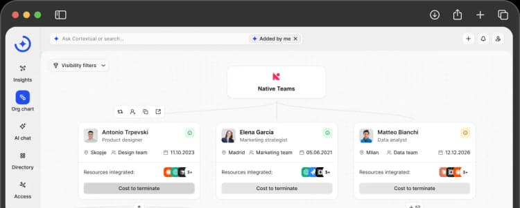 Org chart and workforce transition preview