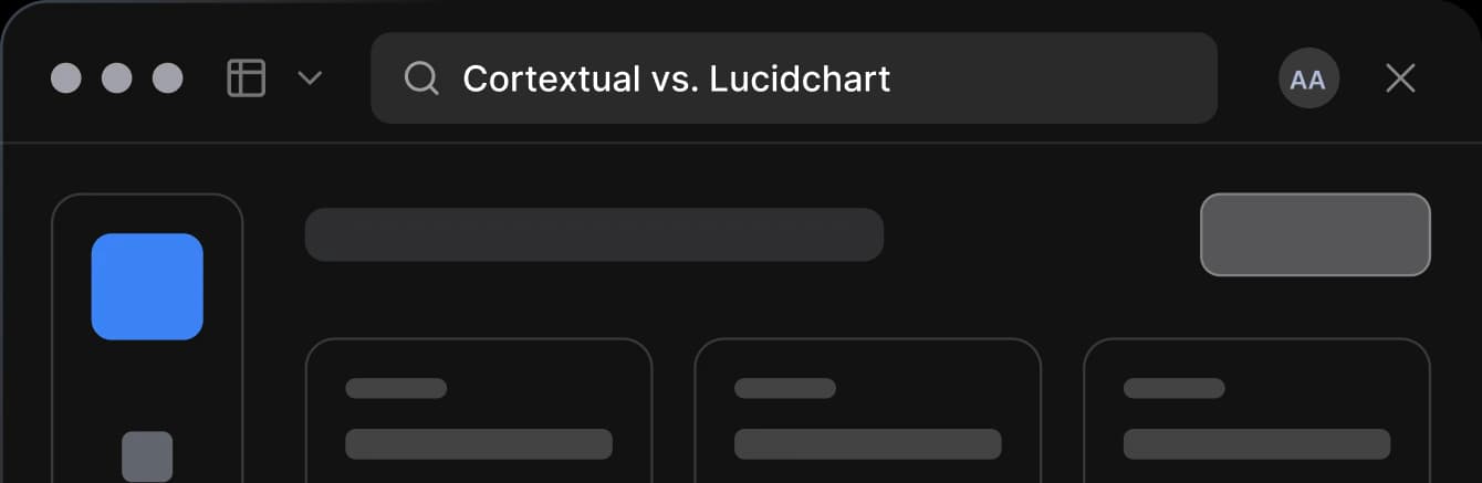 Cortextual app window comparing Cortextual and Lucidchart