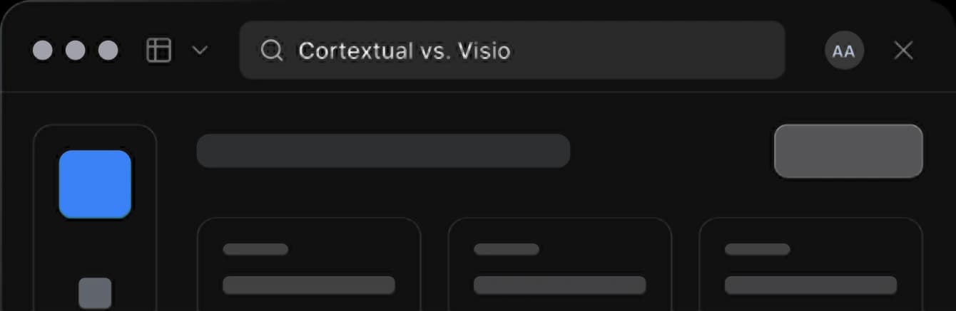 Cortextual app window comparing Cortextual and Visio