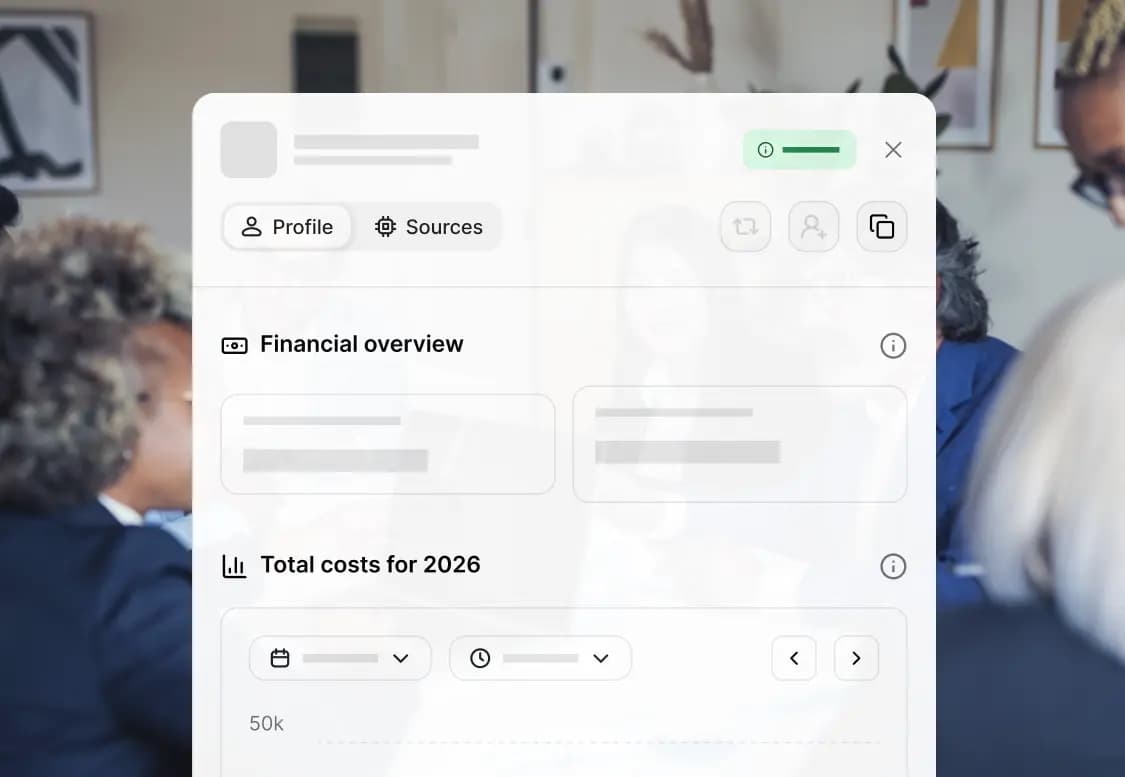 Employee profile with employment details and cost overview in the scenario builder