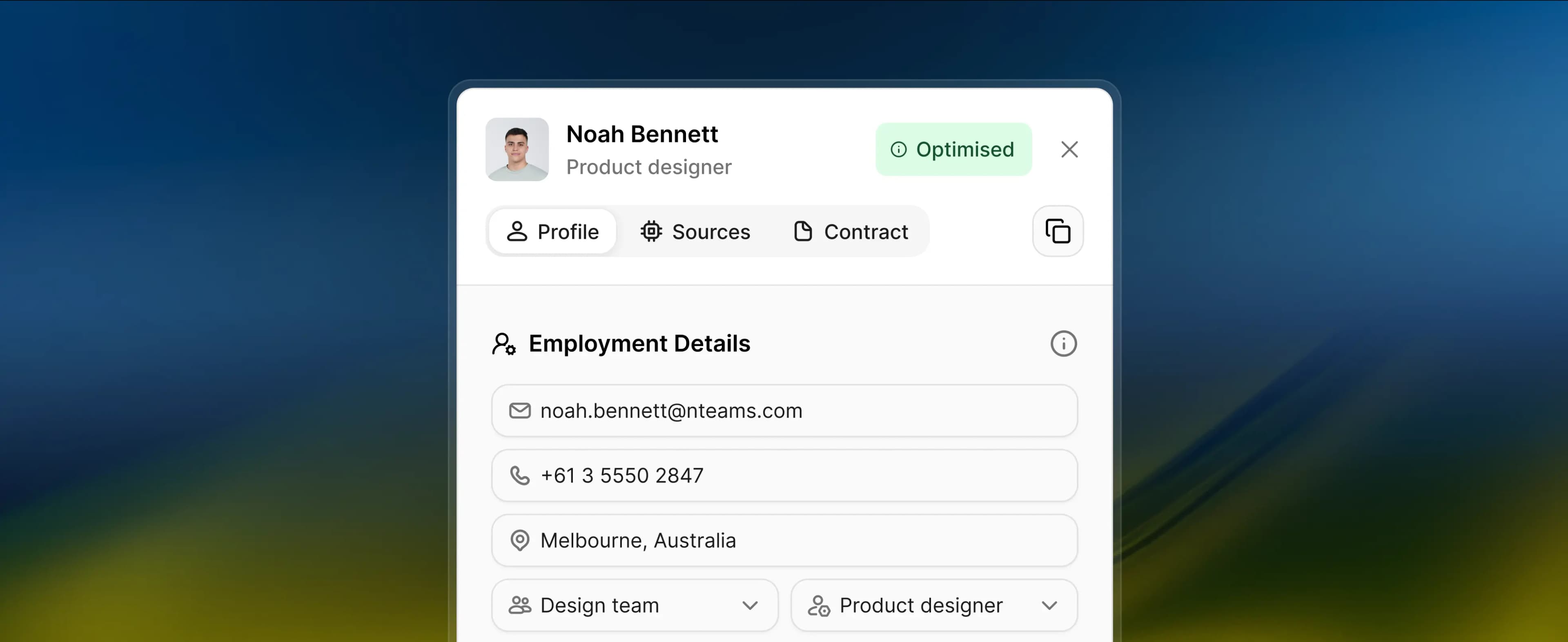 Employee profile with cost to date and cost to terminate in a restructuring scenario