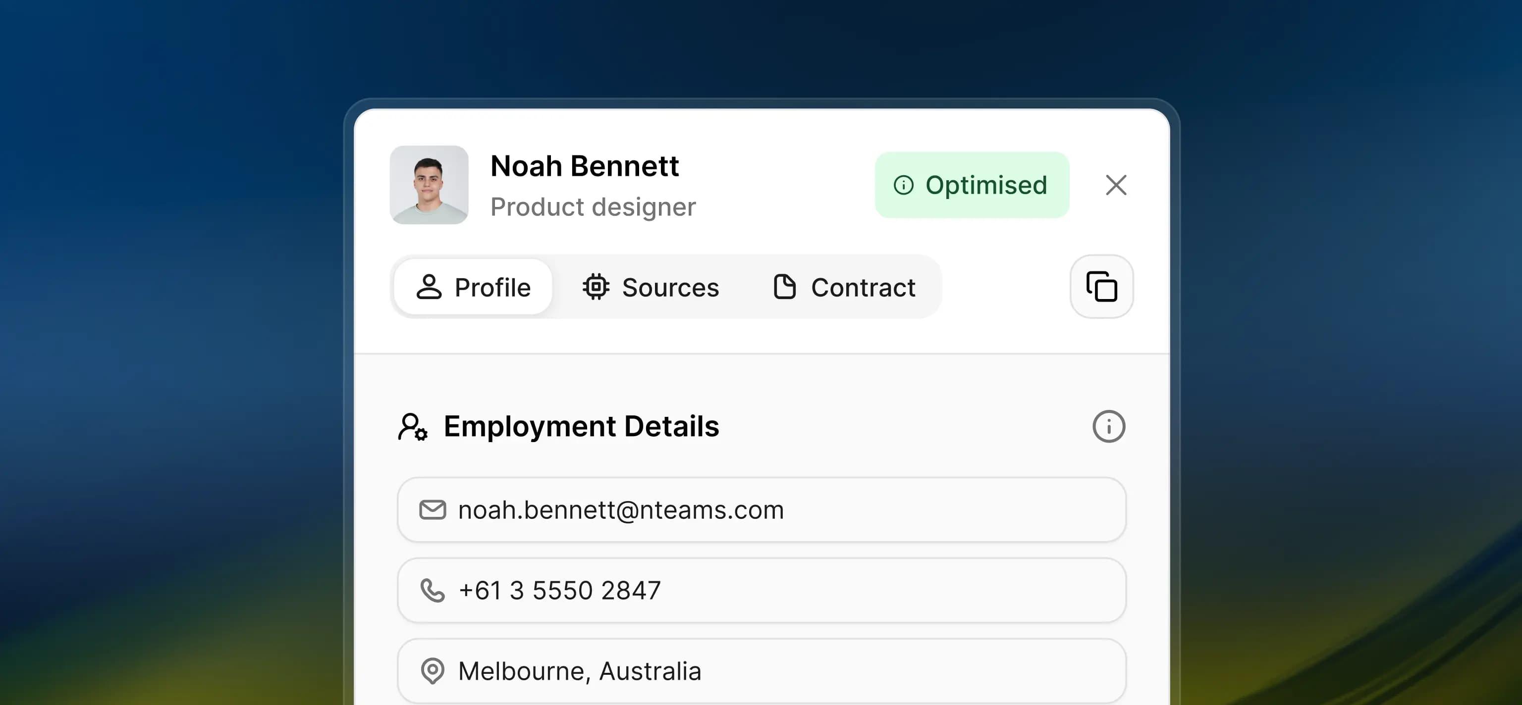 Employee profile with cost to date and cost to terminate in a restructuring scenario
